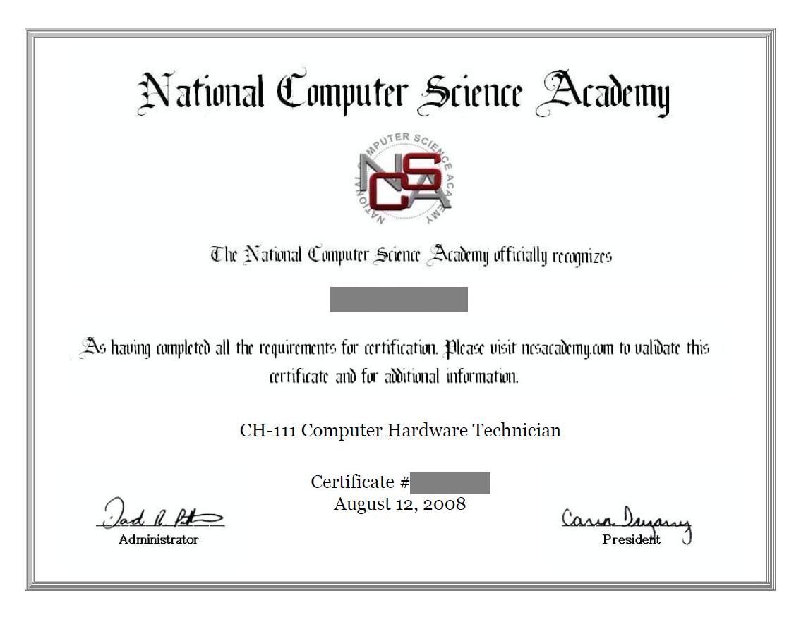 Computer certifications Report Attachments: