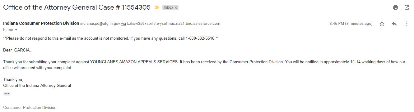 Younglanes Amazon Appeal Services Reviews Ripoff Report | Young Lanes Amazon Appeal Review - Lafayette, Indiana