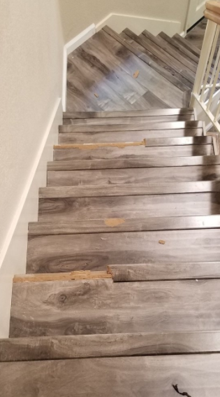 Damaged stair flooring