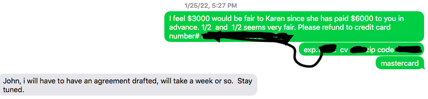 Mike Basevic written refund agreement