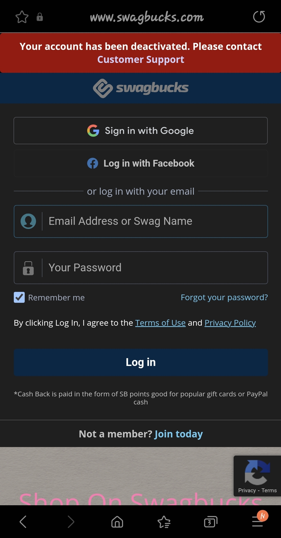 Prodege Swagbucks Has Deactivated my account 