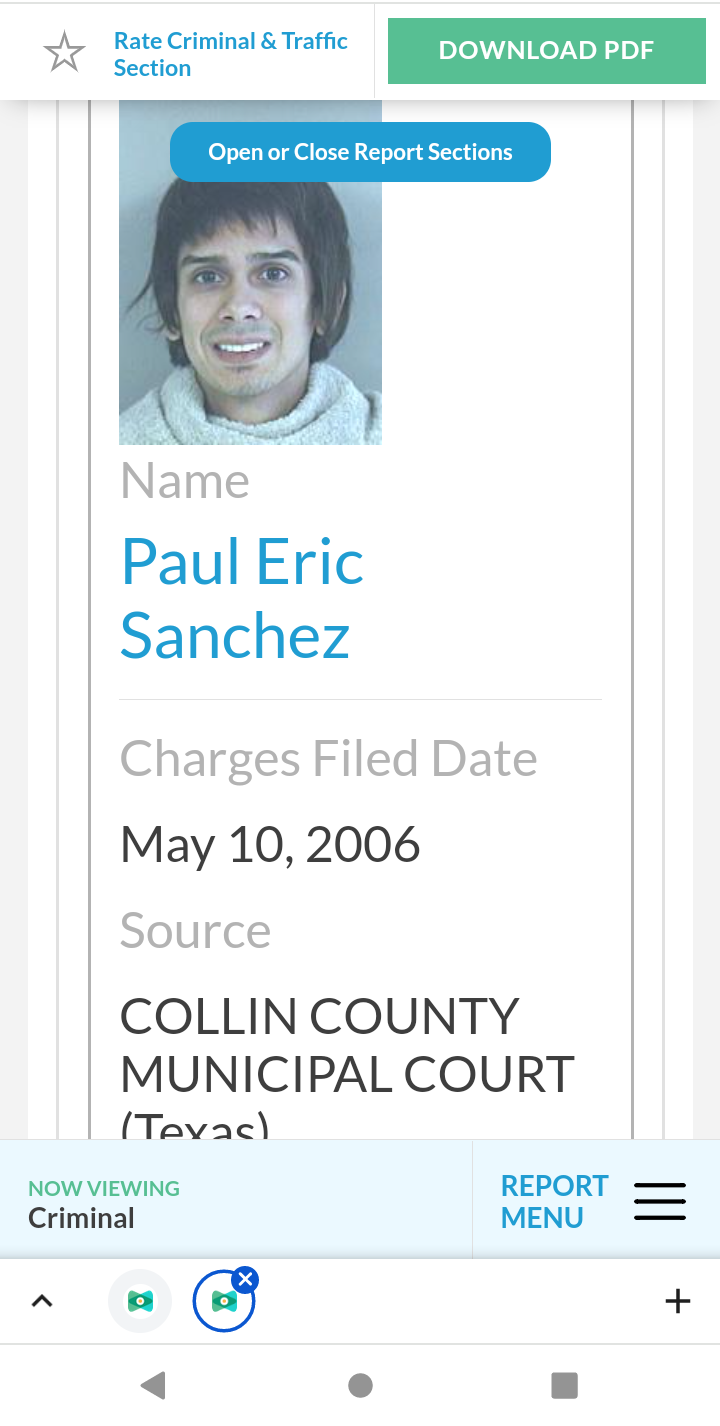 Paul Eric Sanchez Harassment Charges