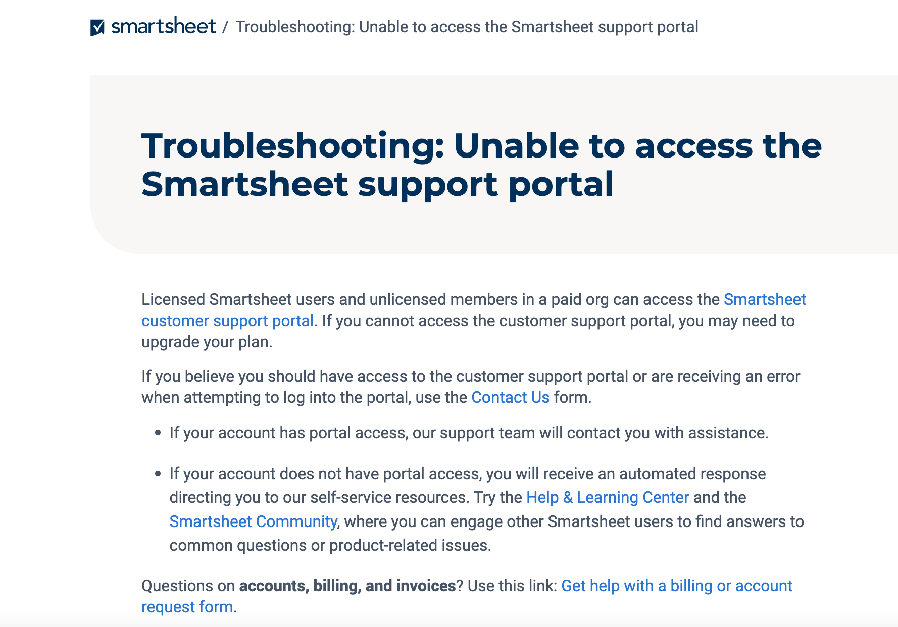 Smartsheet Portal No Access