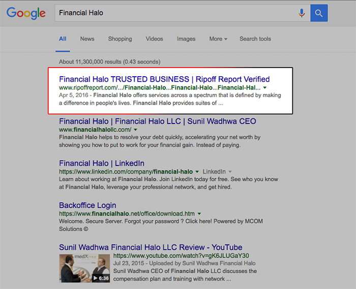 Google Results After The CAP Program